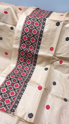 Ramani brothers Woven Mekhela Chador Pure Silk Saree(Cream)