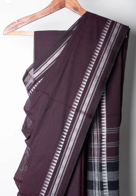 Lakshmi Boutique Solid/Plain, Striped, Woven Bollywood Cotton Silk Saree(Purple)