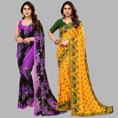 Anand Sarees Printed Bollywood Georgette Saree(Pack of 2, Multicolor)