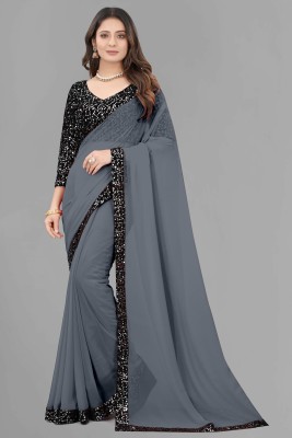 meaven tex Embellished Bollywood Georgette Saree(Grey)