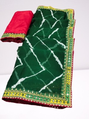 Rahul savjibhai goyani Embroidered Leheria Georgette Saree(Green)