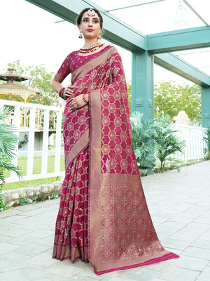 ANOUK Woven Mysore Art Silk Saree(Magenta)