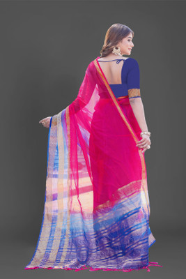 Aarunika fashion Solid/Plain Bollywood Organza Saree(Pink)