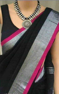 Sandeep Silk Solid/Plain Bollywood Cotton Linen Saree(Multicolor)