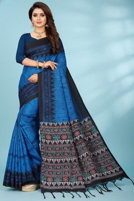 DUGGE FASHION Printed Sambalpuri Pure Cotton Saree(Multicolor)