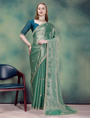 SHREENATHJI CREATION Embroidered Bollywood Chiffon Saree(Green)