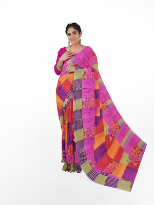 Suntex Printed Bandhani Georgette Saree(Multicolor)