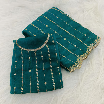 K 5 FASHION Embellished, Self Design Bollywood Jimmy choo Saree(Green)