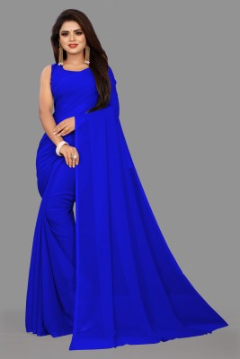 mamtasaree Solid/Plain Bollywood Net, Chiffon Saree(Blue)