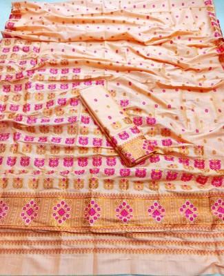 Fancy Store Printed Mekhela Chador Tussar Silk Saree(Multicolor)