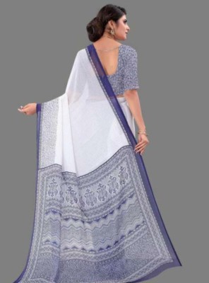 het designer studio Printed Daily Wear Georgette Saree(Blue)