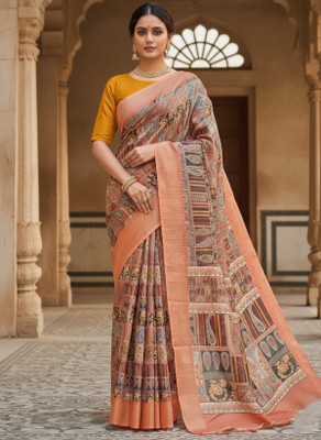 KalaKatha Digital Print Bollywood Cotton Silk Saree(Pink)