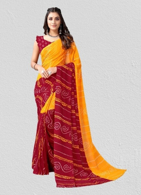 KISSAH Printed Bollywood Georgette Saree(Maroon)