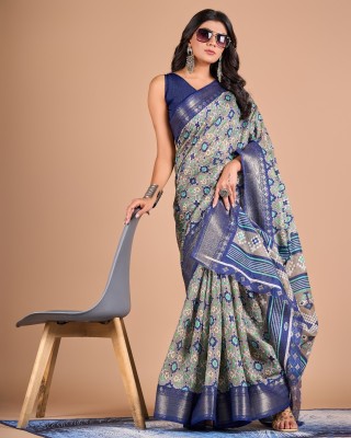 A V M Print Printed, Woven Daily Wear Cotton Linen Saree(Multicolor)