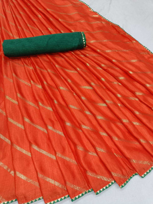 supalee tex Printed Leheria Silk Blend Saree(Orange)