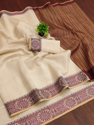 JINKUDI Printed Gadwal Cotton Silk Saree(Multicolor)