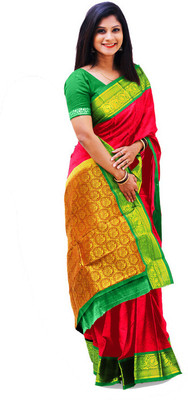 Spewim Woven Ilkal Cotton Silk Saree(Red)