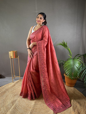 SGF11 Self Design Handloom Silk Blend Saree(Pink)