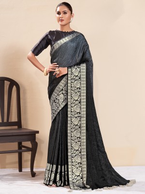 Divastri Woven Arani Pattu Silk Blend Saree(Grey)