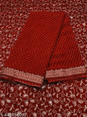 MAVTAR01 Printed Leheria Georgette Saree(Pack of 2, Red)
