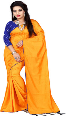 HouseOfCommon Solid/Plain Bollywood Art Silk Saree(Yellow)