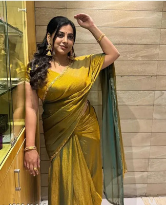 JOVTY Embellished Bollywood Georgette Saree(Gold)