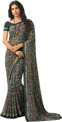 ROOP SUNDARI SAREES Printed Bollywood Georgette, Chiffon Saree(Multicolor)