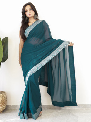 Divastri Embellished Bollywood Georgette Saree(Blue)