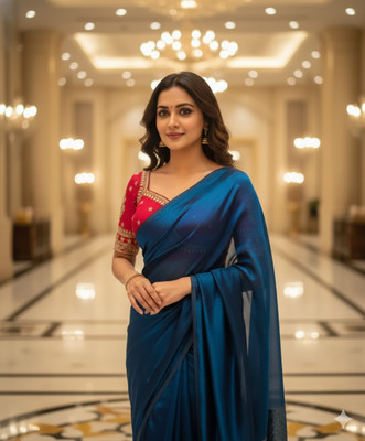 HouseOfCommon Embellished Bollywood Chiffon Saree(Blue)