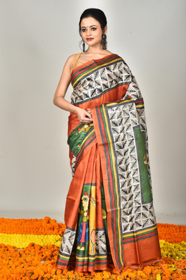 Ramshyam Collection Woven Kantha Pure Silk Saree(Multicolor)