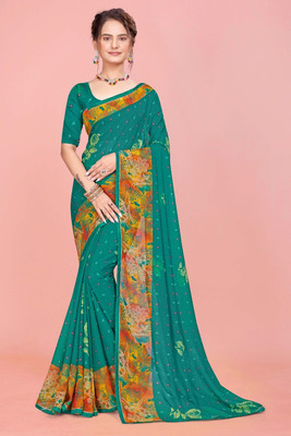Nandita Printed Bollywood Satin Saree(Multicolor)