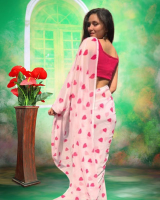 Jayu Dyed Bandhani Georgette Saree(Red)