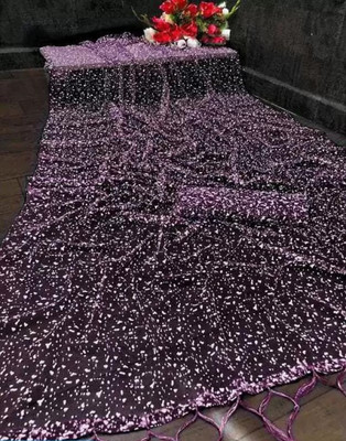 OM AMAR FASHION Printed Bollywood Net Saree(Pack of 2, Purple)