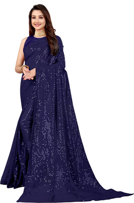 b bella creation Self Design Bollywood Georgette Saree(Blue)