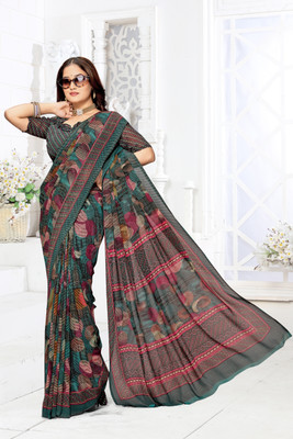 Sareeve Printed Daily Wear Chiffon, Georgette Saree(Green)