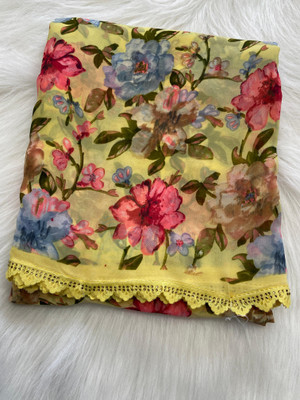 bhavika silk mills Printed Daily Wear Georgette Saree(Yellow)