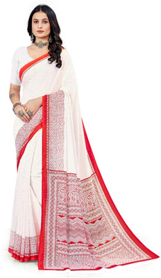 Navvi Self Design Daily Wear Georgette Saree(Red)