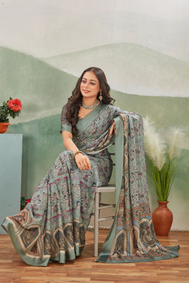 Rashmiwala Printed Bollywood Viscose Rayon Saree(Multicolor)