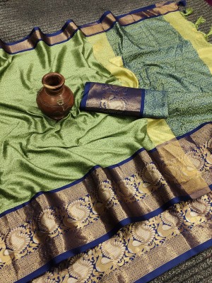 Manasvi Enterprise Printed Kanjivaram Art Silk, Cotton Silk Saree(Light Green)