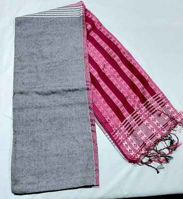 fashweave Woven Handloom Pure Cotton Saree(Grey, Pink, Black)