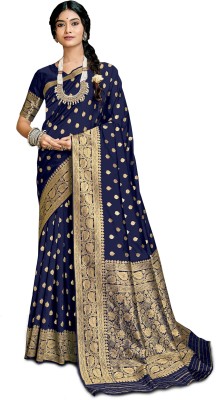 Kedar Fab Woven Banarasi Jacquard Saree(Dark Blue)