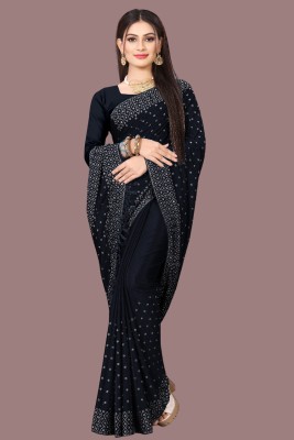 nevya creation Solid/Plain Banarasi Chanderi, Georgette Saree(Black)