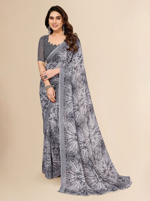 Moda Rapido Printed Daily Wear Georgette Saree(Grey)