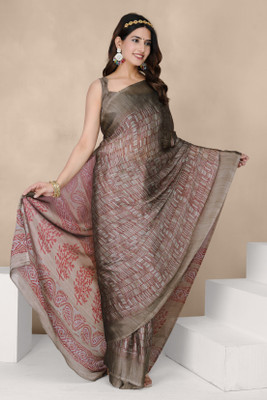 MIRCHI FASHION Printed, Geometric Print Daily Wear Chiffon, Georgette Saree(Beige, Red)