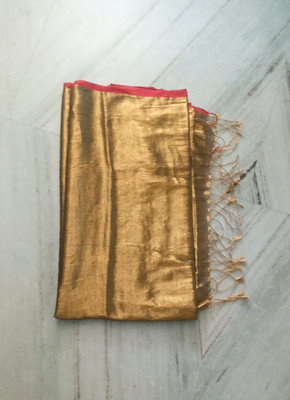 BiswasTextiles Self Design Tant Pure Cotton Saree(Gold)