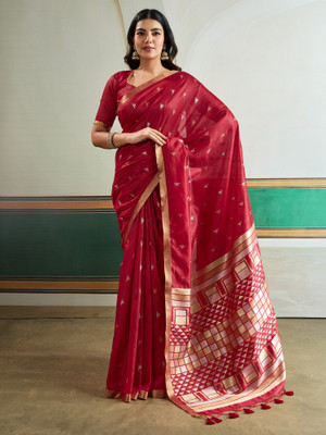 Divastri Woven Banarasi Tussar Silk Saree(Maroon)