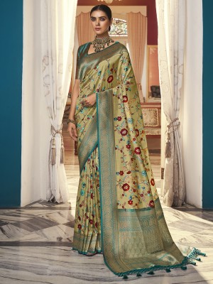 Divastri Woven Banarasi Satin Saree(Light Green)