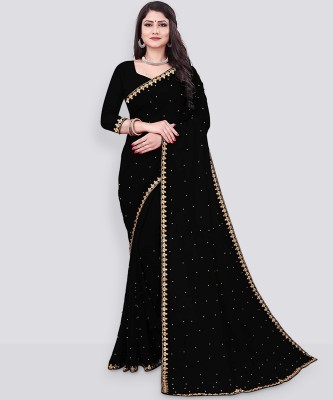 P Shop Embellished Bollywood Georgette, Chiffon Saree(Black)