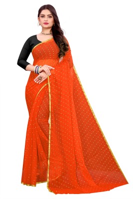 V And V Shop Self Design Daily Wear Chiffon Saree(Orange)