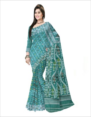 Pradip Fabrics Self Design Handloom Cotton Blend Saree(Light Green)